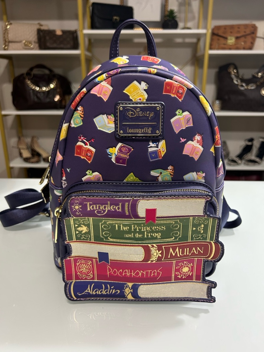 Loungefly Purple Disney Princess Storybook Stack Mini Backpack
